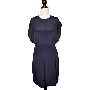 COS Short Sleeve Dress with Tie Belt Navy Blue Size 8